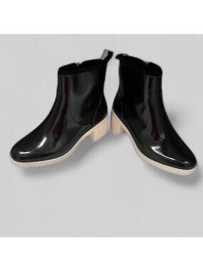 Kate Spade New York Womens Size‎ 6 Puddle Rain Boots Black White 2.5" Heel NWOT